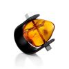 Unisex Rubber Ring With Bright Amber The Grunge, Ring Size: / 23, image 