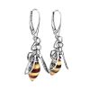 Designer Earrings With Amber Bees, image 
