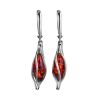 Sterling Silver Twisted Earrings With Cherry Amber The Algeria, image 