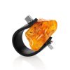 Rubber Adjustable Ring With Bold Amber Centerpiece The Grunge, Ring Size: 10 / 20, image 