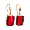 Golden Fish Hook Earrings With Bold Cherry Amber The Sangria, image 