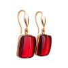 Bold Golden Fish Hook Earrings With Cherry Amber The Sangria, image 