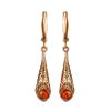 Ornate Gold Plated Amber Dangles The Roxanne, image 