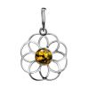 Floral Motif Amber Pendant, image 