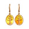 Symbolic The Tree Of Life Gold-Plated Silver With Amber Earrings, image 