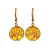 Symbolic The Tree Of Life Gold-Plated Silver With Amber Earrings, image 