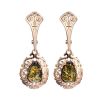 Gold-Plated Drop Earrings With Green Amber The Luxor, image 