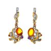 Gold Plated Amber Dangles With Crystals The Beatrice, image 