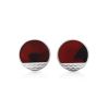 Flat Round Silver Studs With Amber The Monaco, image 