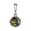 Round Silver Pendant With Green Amber The Brunia, image 