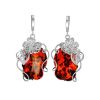 Unique Sterling Silver Floral Earrings  With Bright Lemon Amber The Dew, image 
