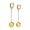 Gold-Plated Dangle Earrings With Lemon Amber The Paris, image 