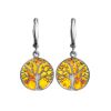 Symbolic Earrings Made With Amber And Sterling Silver  The Tree Of Life, image 