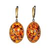 Cognac Amber Dangle Earrings In Gold Plated Silver The Meridian, image 