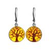 Symbolic Earrings Made With Amber And Sterling Silver The Tree Of Life, image 