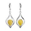 Sterling Silver Dangle Earrings With Honey Amber The Fiori, image 