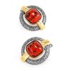 Vintage Style Round Gold-Plated Earrings With Cherry Amber The Tercio, image 