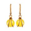 Charming Gold-Plated Earrings With Bright Yellow Amber The Flamenco, image 