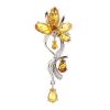 Lovely Floral Amber Pendant In Silver The Verbena, image 