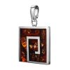 Bold Square Amber Pendant In Silver The London, image 