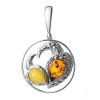 Round Silver Pendant With Multicolor Amber The Eagles, image 