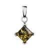 Bright Square Amber Pendant In Silver The Artemis, image 