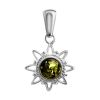 Silver Pendant With Round Amber Stone The Helios, image 
