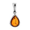 Cute Teardrop Silver Pendant With Amber The Fiori, image 