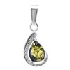 Elegant Silver Pendant With Green Amber Center Stone, image 