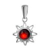 Silver Pendant With Cherry Amber The Helios, image 