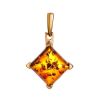 Square Gold-Plated Pendant With Cognac Amber The Athena, image 