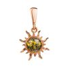 Bright Sun Shaped Gold-Plated Pendant With Amber Centre Stone The Helios, image 