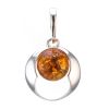 Geometric Silver Pendant With Cognac Amber The Orion, image 