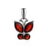 Silver Butterfly Pendant With Cherry Amber The April, image 