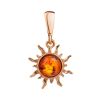 Charming Gold-Plated Pendant With Cognac Amber The Helios, image 