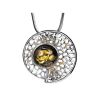 Bright Green Amber Pendant In Silver The Venus, image 