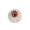 Bold Round Silver Pendant With Amber The Venus, image 