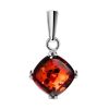 Simple Design Silver Pendant With Amber Center Stone The Byzantium, image 