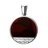 Round Silver Pendant With Cherry Amber The Monaco, image 
