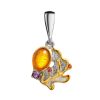 Bright Gold-Plated Pendant With Amber And Crystals The Beatrice, image 