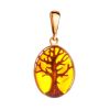 Traditional Amber Pendant in Gold-Plated Silver The Tree Of Life, image 