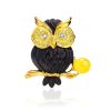 Enamel Brooch With Amber And Crystals The Owl, image 
