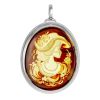 Oval Amber Brooch With Intaglio The Nymph, image 