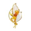 Gold Plated Floral Brooch With Amber And Enamel The Beoluna, image 