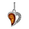 Silver Heart Pendant With Amber And Crystals The Declaration, image 
