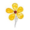 Floral Amber Brooch In Sterling Silver, image 