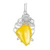 Exclusive Handcrafted Silver Pendant With Polished Natural Amber Stone The Dew, image 