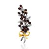 Sterling Silver Floral Brooch With Cherry Amber, image 