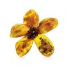 Cognac Amber Flower Brooch The Volcano, image 