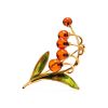 Gold Plated Floral Brooch With Amber And Enamel, image 